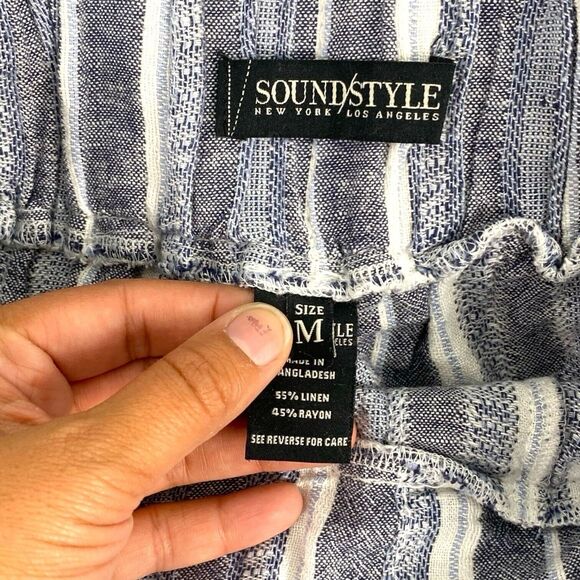 Sound/Style by Beau Dawson Womens Blue Linen Pants Summer Lux SpringM 102 - Picture 4 of 7
